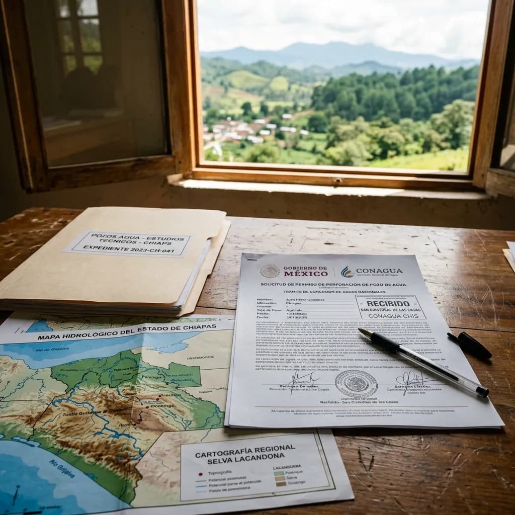 Documentación y trámites de CONAGUA para perforación de pozo en Chiapas